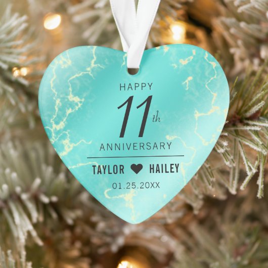 Elegant 11e Turquoise Wedding Jubileum Ornament (Boom)