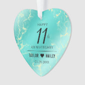 Elegant 11e Turquoise Wedding Jubileum Ornament (voorkant)