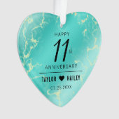 Elegant 11e Turquoise Wedding Jubileum Ornament (voorkant)