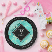 Elegant 11e Turquoise Wedding Jubileum Papieren Bordje (Feest)
