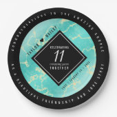 Elegant 11e Turquoise Wedding Jubileum Papieren Bordje (Voorkant)