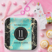 Elegant 11e Turquoise Wedding Jubileum Papieren Bordje (Feest)