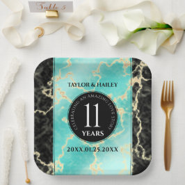 Elegant 11e Turquoise Wedding Jubileum Papieren Bordje