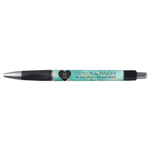 Elegant 11e Turquoise Wedding Jubileum Pen (Voorkant)