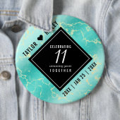 Elegant 11e Turquoise Wedding Jubileum Ronde Button 6,0 Cm (In situ)