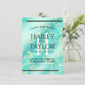 Elegant 11e Turquoise Wedding Jubileum Save The Date (Staand voorkant)