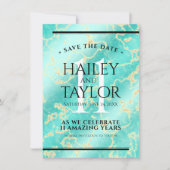Elegant 11e Turquoise Wedding Jubileum Save The Date (Voorkant)