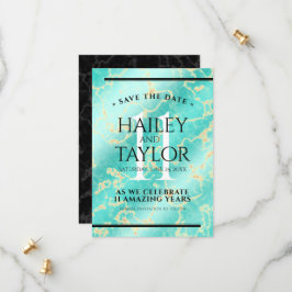 Elegant 11e Turquoise Wedding Jubileum Save The Date