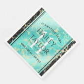 Elegant 11e Turquoise Wedding Jubileum Servet (Hoek)