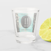 Elegant 11e Turquoise Wedding Jubileum Shot Glas (Achterkant)