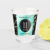 Elegant 11e Turquoise Wedding Jubileum Shot Glas (Voorkant)