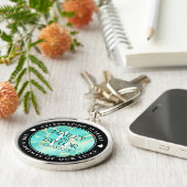Elegant 11e Turquoise Wedding Jubileum Sleutelhanger (Zijkant)