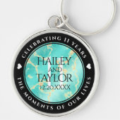 Elegant 11e Turquoise Wedding Jubileum Sleutelhanger (Voorkant)