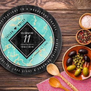 Elegant 11e Turquoise Wedding Jubileum Snijplank