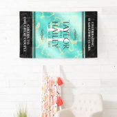 Elegant 11e Turquoise Wedding Jubileum Spandoek (Insitu)