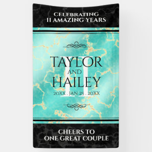 Elegant 11e Turquoise Wedding Jubileum Spandoek