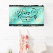 Elegant 11e Turquoise Wedding Jubileum Spandoek (Insitu)