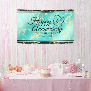 Elegant 11e Turquoise Wedding Jubileum Spandoek