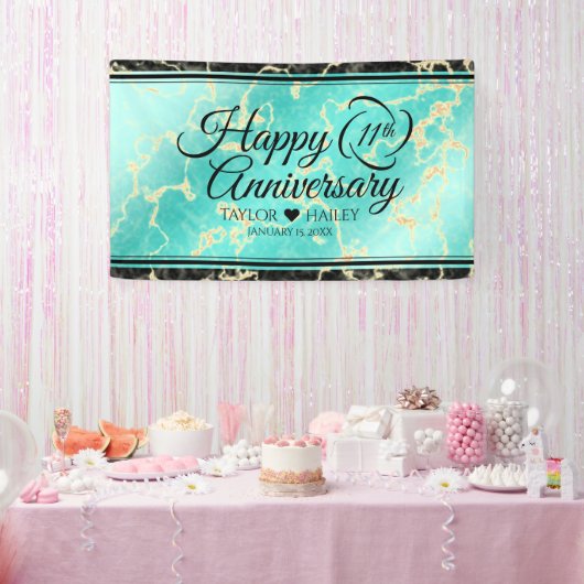 Elegant 11e Turquoise Wedding Jubileum Spandoek (Feest)