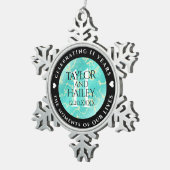Elegant 11e Turquoise Wedding Jubileum Tin Sneeuwvlok Ornament (Rechts)