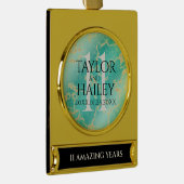 Elegant 11e Turquoise Wedding Jubileum Verguld Banner Ornament (Rechts)