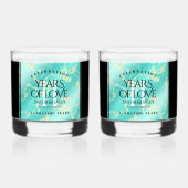 Elegant 11e Turquoise Wedding Jubileum Whisky Glas (Voorkant)