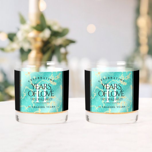 Elegant 11e Turquoise Wedding Jubileum Whisky Glas (Insitu (Huwelijk))