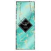 Elegant 11e Turquoise Wedding Jubileum Wijn Cadeautas (Achterkant)