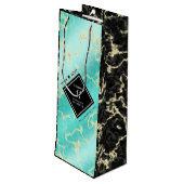 Elegant 11e Turquoise Wedding Jubileum Wijn Cadeautas (Achterkant Gekanteld)