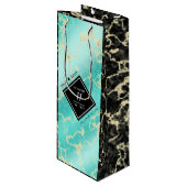 Elegant 11e Turquoise Wedding Jubileum Wijn Cadeautas (Voorkant Gekanteld)