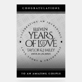 Elegant 11th Steel Wedding Jubileum Acryl Bord (Voorkant)