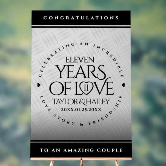 Elegant 11th Steel Wedding Jubileum Acryl Bord (Neutraal)