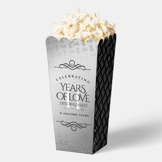 Elegant 11th Steel Wedding Jubileum Bedankdoosjes (Popped)