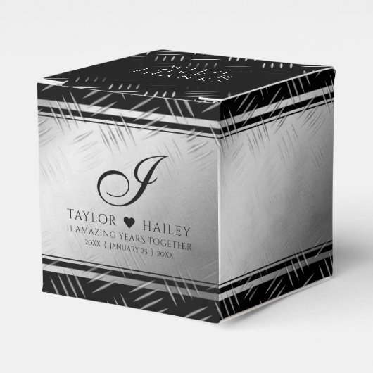 Elegant 11th Steel Wedding Jubileum Celebration Bedankdoosjes (Voorkant Zijde)