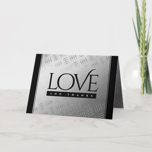 Elegant 11th Steel Wedding Jubileum Celebration Bedankkaart (Voorkant)