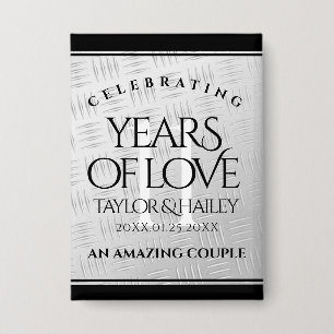 Elegant 11th Steel Wedding Jubileum Celebration Button