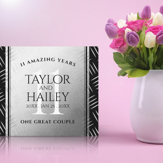 Elegant 11th Steel Wedding Jubileum Celebration Canvas Afdruk