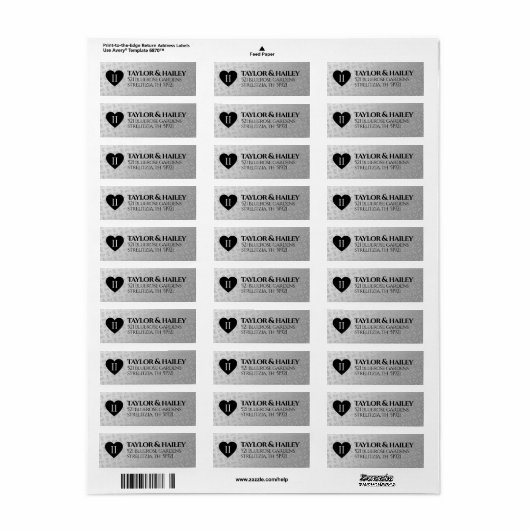 Elegant 11th Steel Wedding Jubileum Celebration Etiket (Full Sheet)