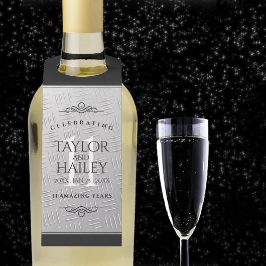 Elegant 11th Steel Wedding Jubileum Celebration Flessenhanger