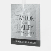 Elegant 11th Steel Wedding Jubileum Celebration Glas Ornament (Voorkant links)