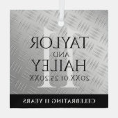 Elegant 11th Steel Wedding Jubileum Celebration Glas Ornament (Achterkant)