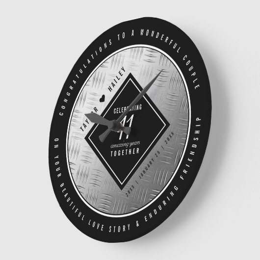 Elegant 11th Steel Wedding Jubileum Celebration Grote Klok (Hoek)