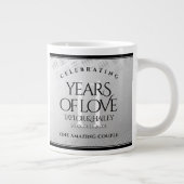 Elegant 11th Steel Wedding Jubileum Celebration Grote Koffiekop (Rechts)