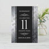 Elegant 11th Steel Wedding Jubileum Celebration Kaart (Staand voorkant)