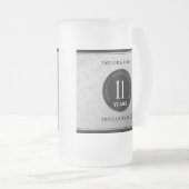 Elegant 11th Steel Wedding Jubileum Celebration Matglas Bierpul (Voorkant rechts)