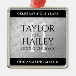 Elegant 11th Steel Wedding Jubileum Celebration Metalen Ornament