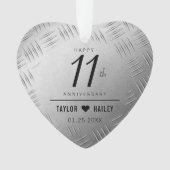 Elegant 11th Steel Wedding Jubileum Celebration Ornament (voorkant)