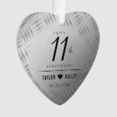 Elegant 11th Steel Wedding Jubileum Celebration Ornament (voorkant)