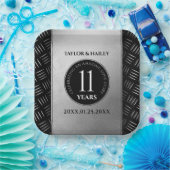 Elegant 11th Steel Wedding Jubileum Celebration Papieren Bordje (Feest)