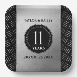 Elegant 11th Steel Wedding Jubileum Celebration Papieren Bordje